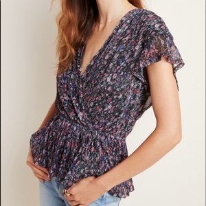 Anthropologie Dionne Meta metallic blouse